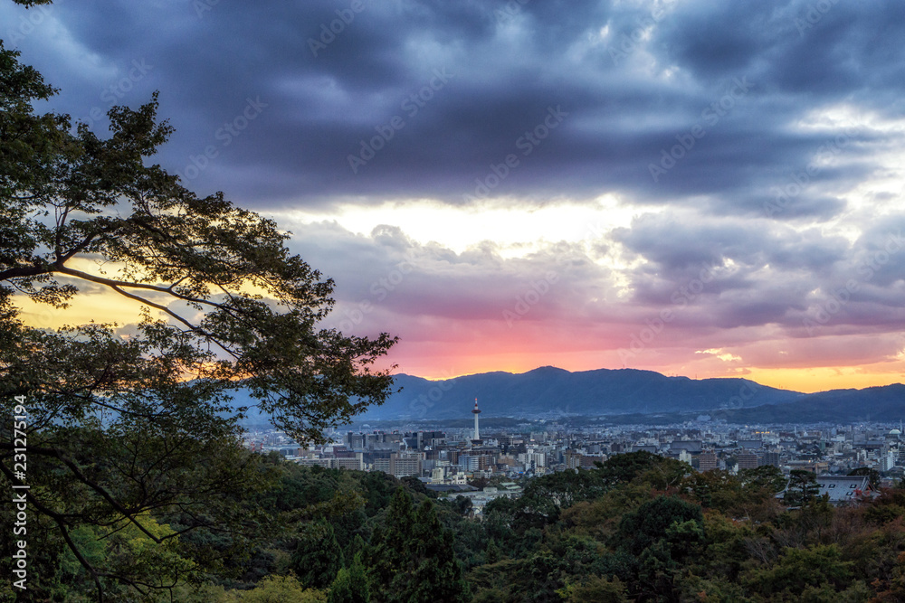 kyoto city view sunset