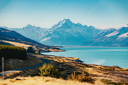 Road to Mt Cook, the highest mountain in New Zealand.