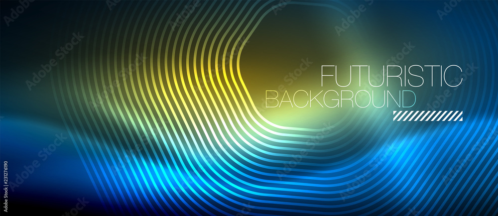Neon glowing lines, magic energy space light concept, abstract background wallpaper design Neon glowing lines, magic energy space light concept, abstract background wallpaper design