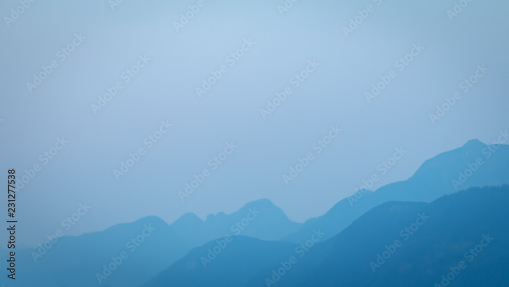 Silhouette of coastal mountain range