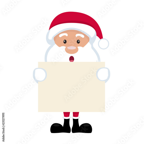santa claus cartoon holding blank poster