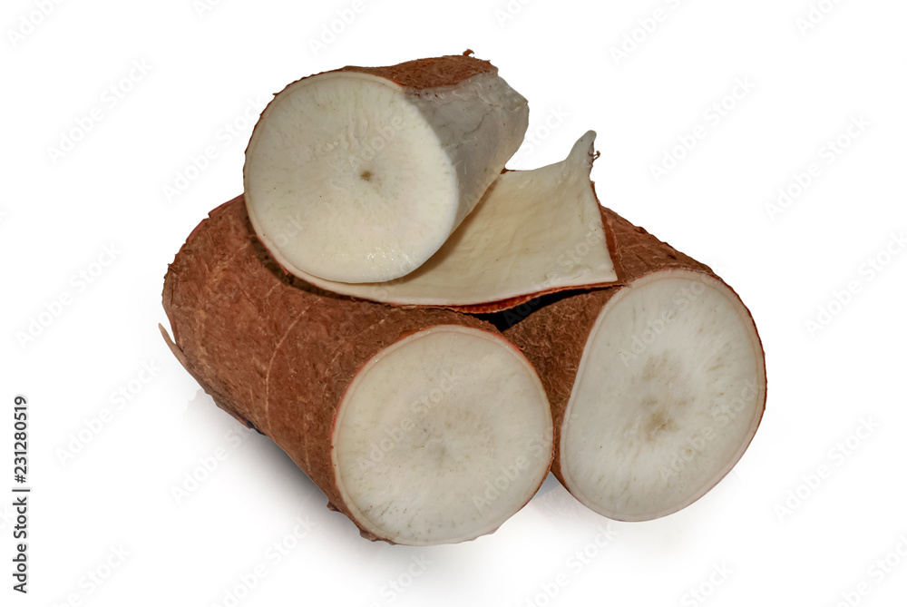 Fresh cassava on isolated on white background Fresh cassava on isolated on white background