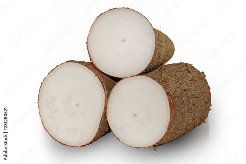 Fresh cassava on isolated on white background Fresh cassava on isolated on white background