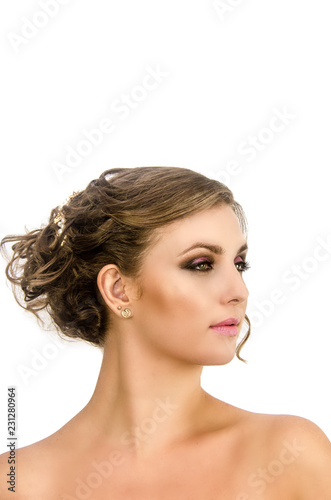 Beautiful woman with a bride hairstyle