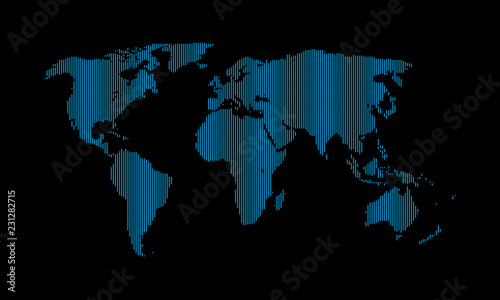 Dotted World Map Vector, Flat Earth Map For Website, Annual Report, Infographics, World Map Illustration, Vector Illustration