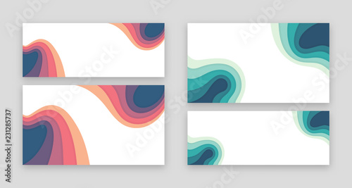 Video channel and social network cover template. Trendy design style, bright colors, papercut. Size 2560x1440 and 820x312 pixels