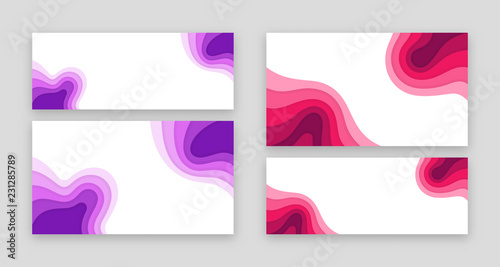 Video channel and social network cover template. Trendy design style, bright colors, papercut. Size 2560x1440 and 820x312 pixels