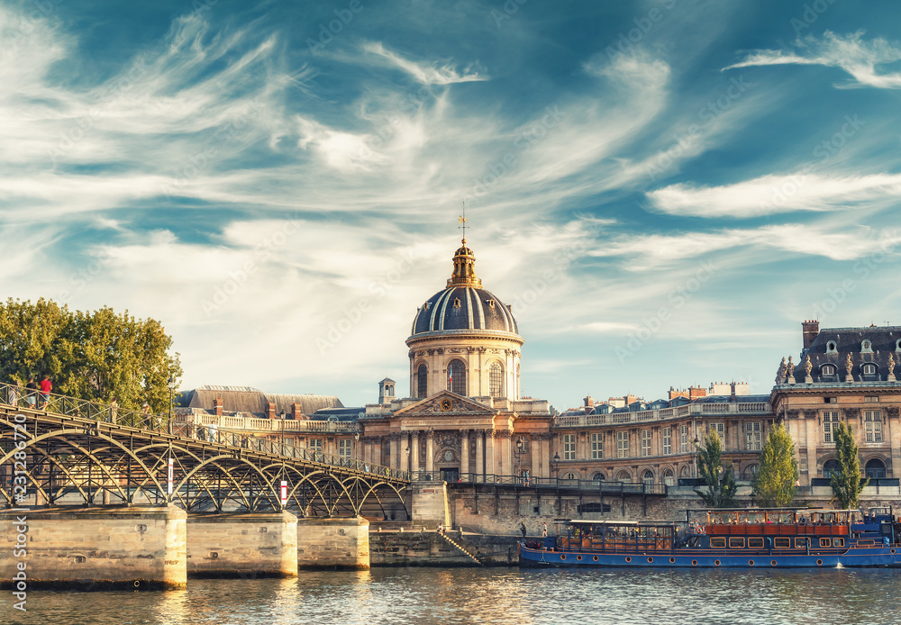 Institut de France in Paris, France on a summer day. Spectacular travel background.