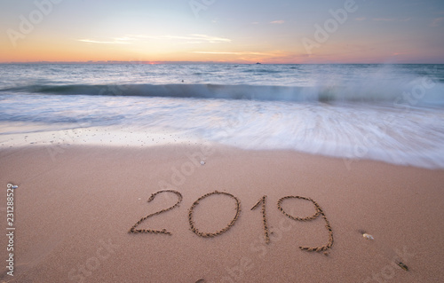 2019 year on the sea shore.