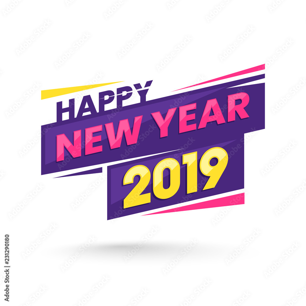Happy New Year 2019 greeting card design for celebration concept. Happy New Year 2019 greeting card design for celebration concept.