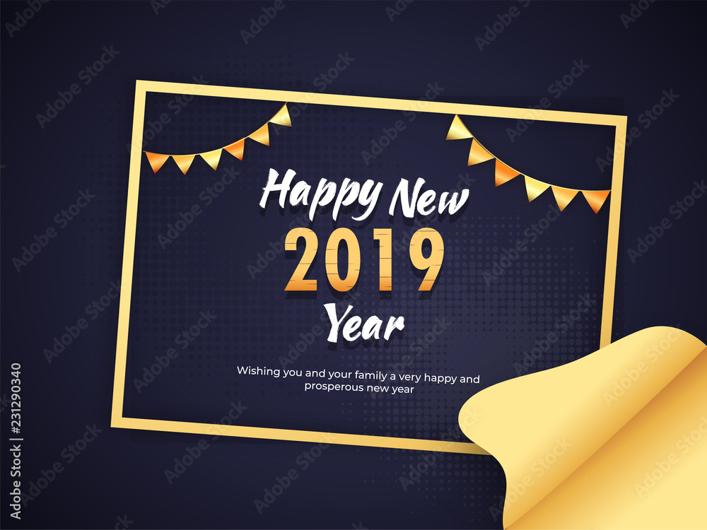 Happy New Year poster or banner design in blue color. Can be used as greeting card design.