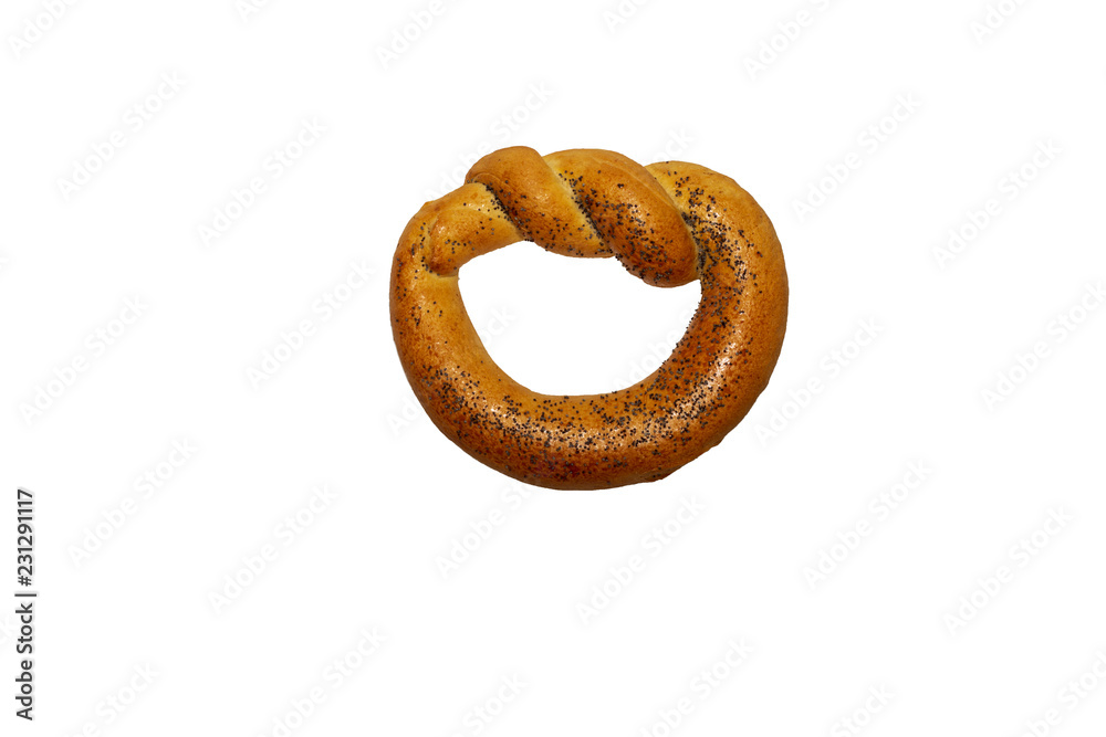 Fototapeta premium Fresh baked ring shaped roll isolated on white background