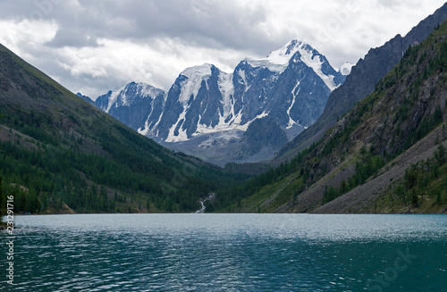 Mountain lake on a cloudy day. Altai, Russia.