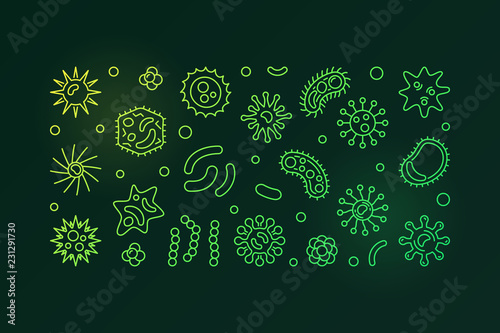 Human microbiota vector green concept outline illustration