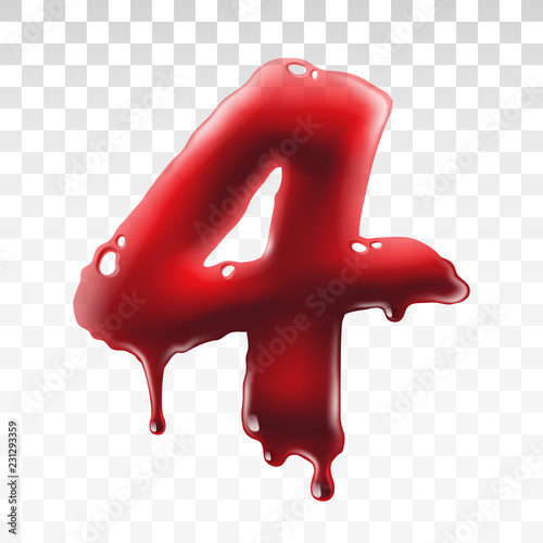 Translucent bloody number isolated on transparent background, vector art and illustration
