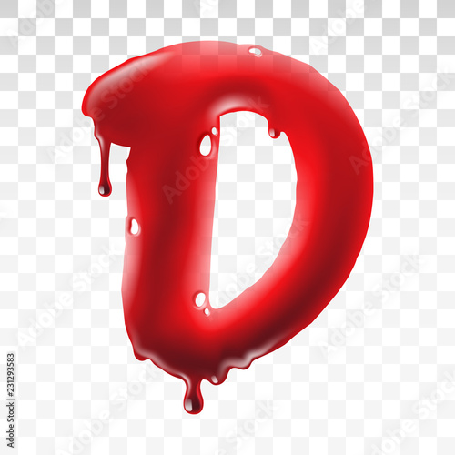 Translucent bloody alphabet isolated on transparent background