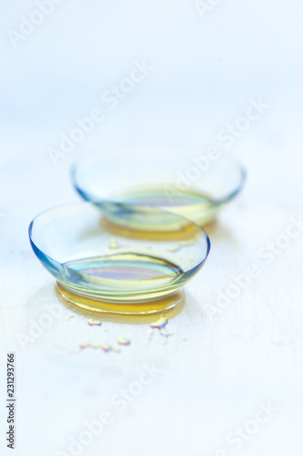 Two contact lenses close-up