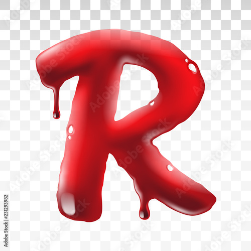 Translucent bloody alphabet isolated on transparent background