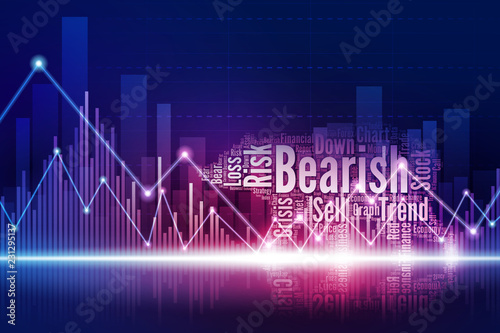 Virtual bear walking in the town of stock market as a Bearish trend is begin