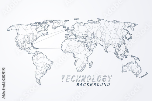 Abstract of world network, Edge and vertex of world connection