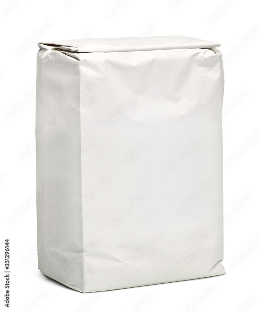 White blank paper bag or pack mockup or mock up template isolated on