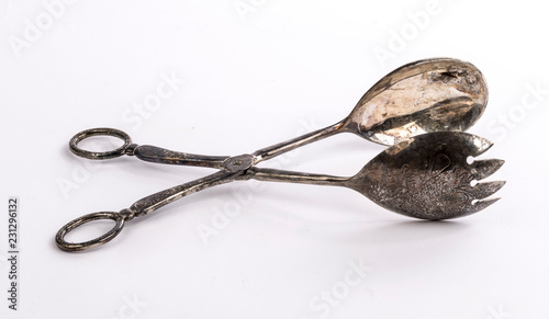 Metal vintage tongs spoon photo