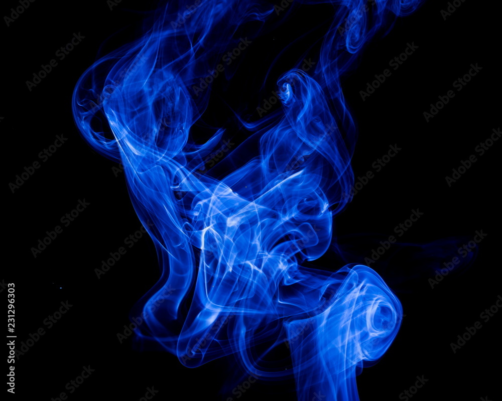 Blue smoke on black background Blue smoke on black background