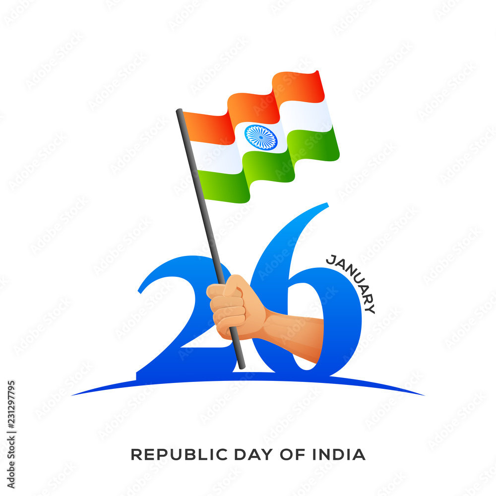 Happy Republic Day celebration greeting card design with wavy ...