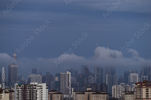 Night landscape view over downtown Kuala Lumpur  Malaysia.