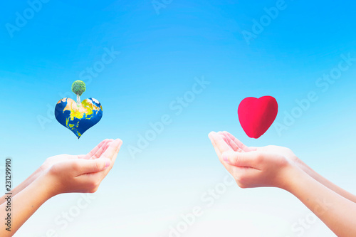 Love and Valentine s Day concept   People open hands holding heart shape