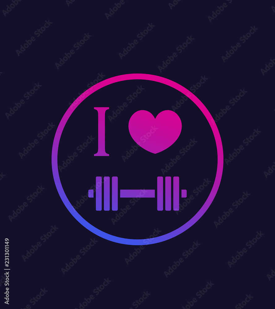 I love fitness, vector