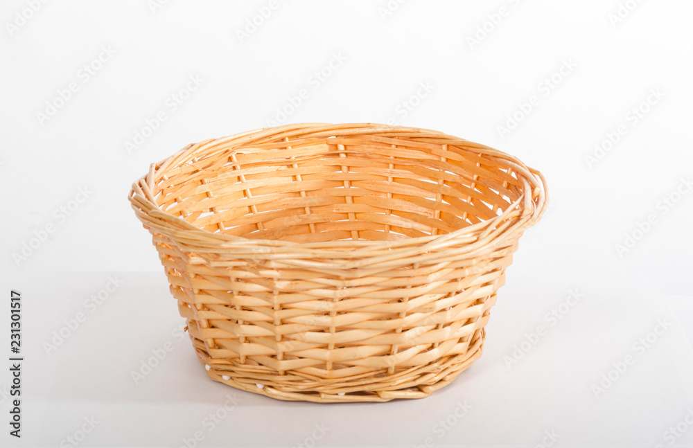 Empty yellow wicker basket