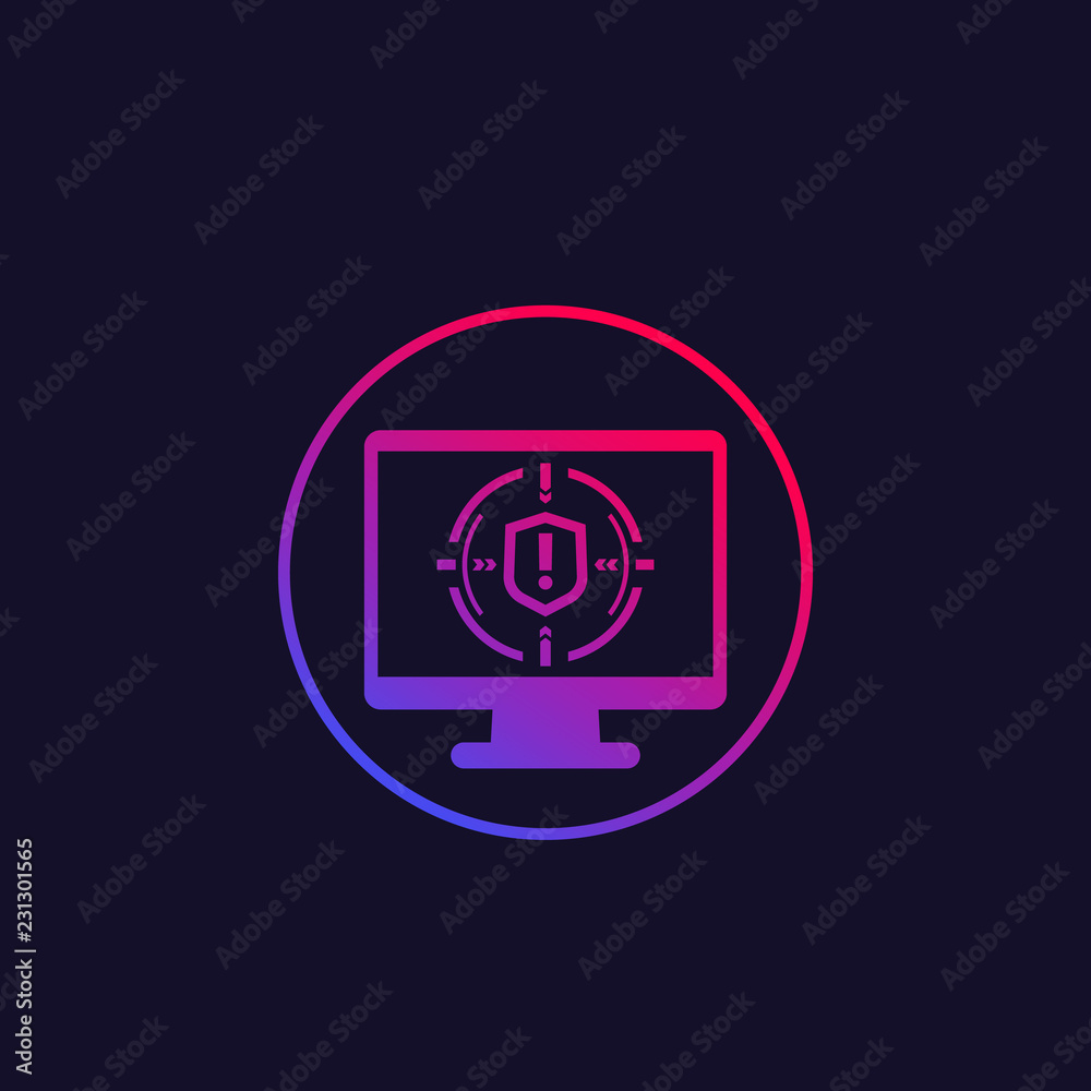 security breach icon with computer security breach icon with computer
