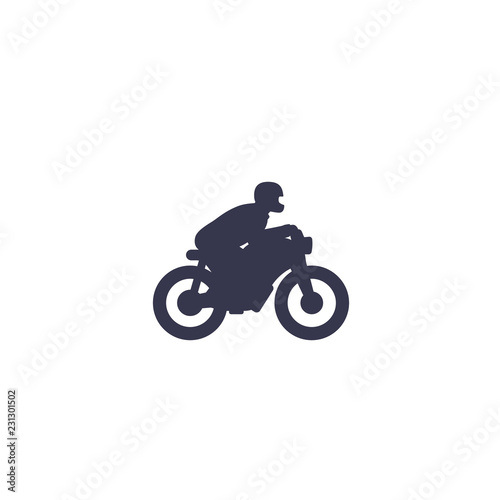 Rider on motorcycle icon on white