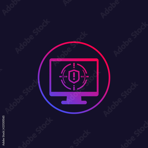 security breach icon with computer