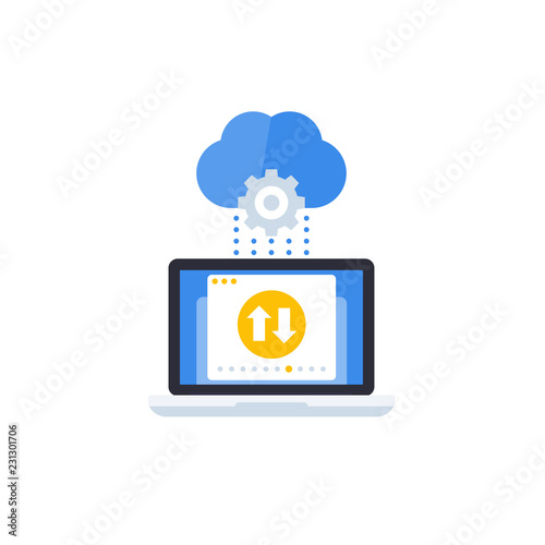 sync with cloud, data transfer vector icon