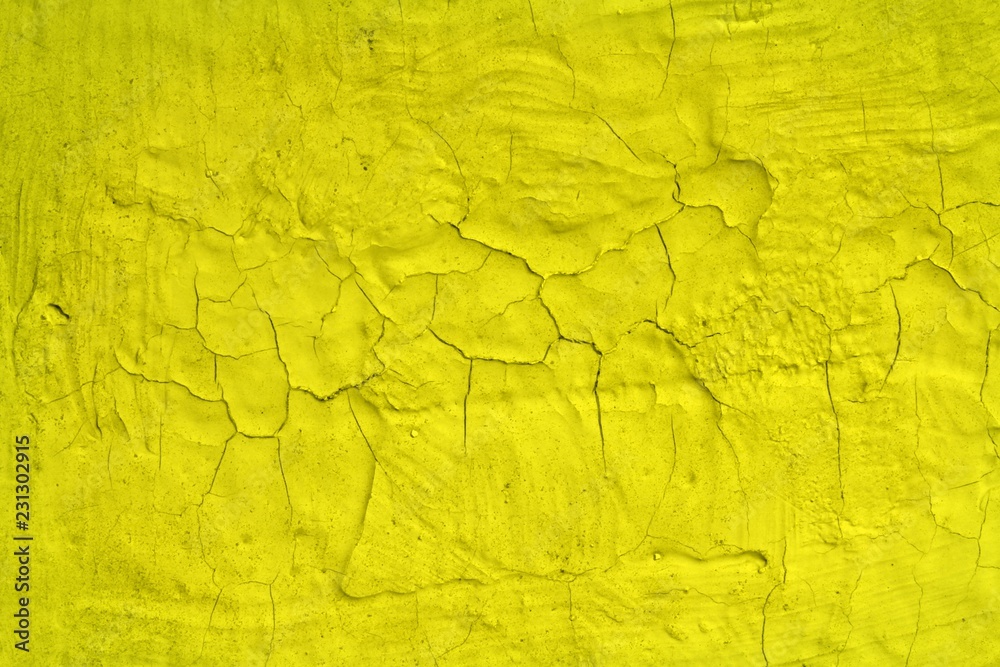 yellow creative shabby damaged painting texture - fantastic abstract photo background