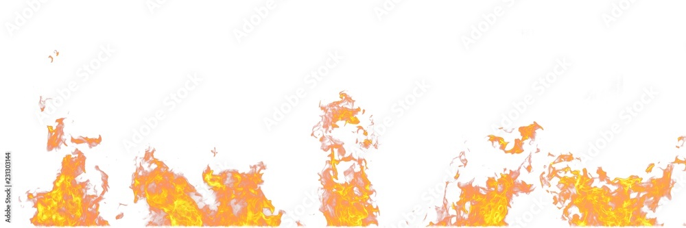 Real fire flames isolated on white background. Mockup on white of 5 flames. Real fire flames isolated on white background. Mockup on white of 5 flames.