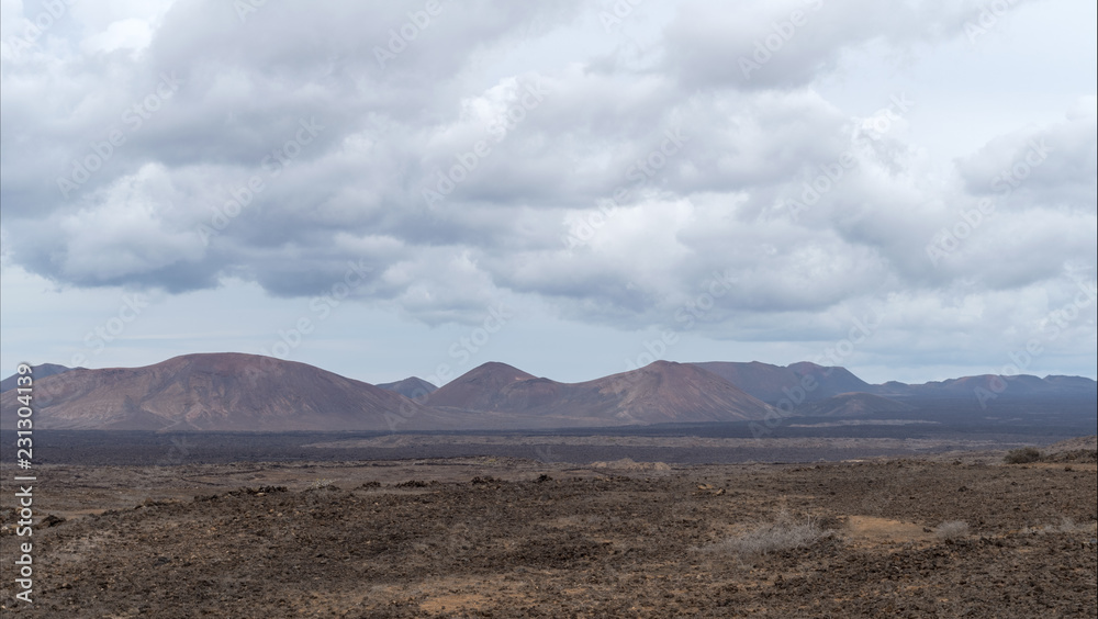 Arid volcanic area, Lanzarote Island, Canary, Spain