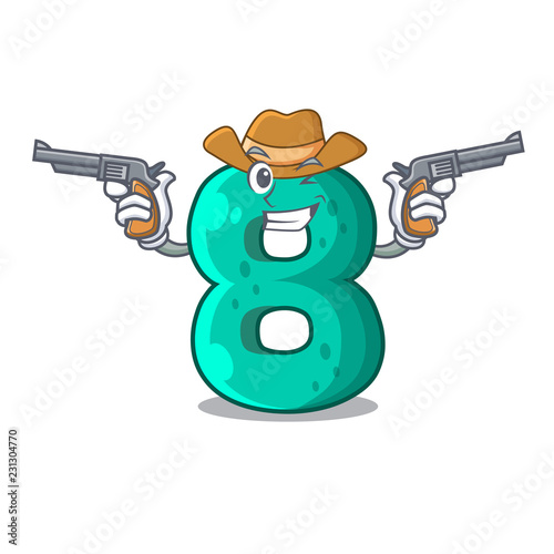 Cowboy raster version cartoon shaped Number Eight