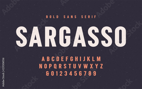 Sargasso bold san serif vector font, alphabet, typeface