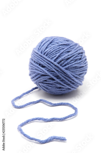 Ball of yarn on white background