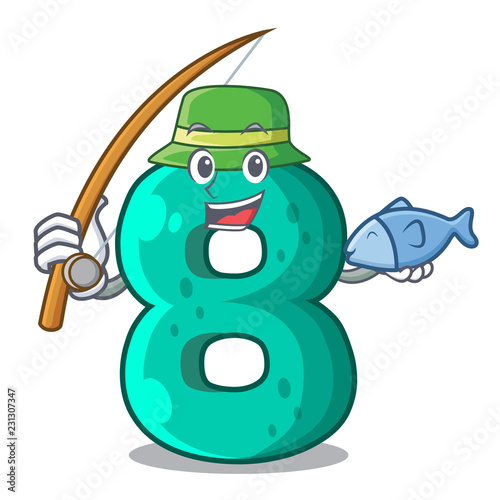 Fishing number eight made with cartoon shaped