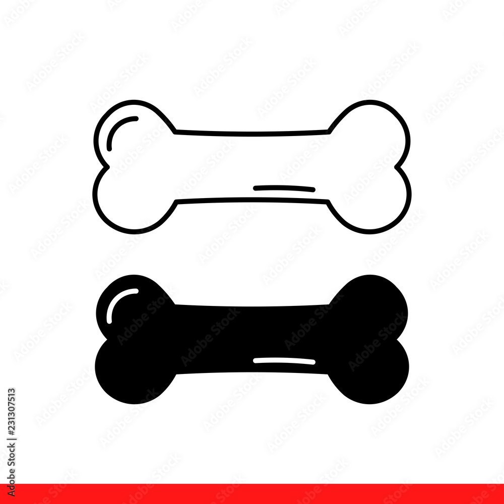 Dog bone icon in modern flat design isolated on white background, simple vector illustration for web site or mobile app Dog bone icon in modern flat design isolated on white background, simple vector illustration for web site or mobile app