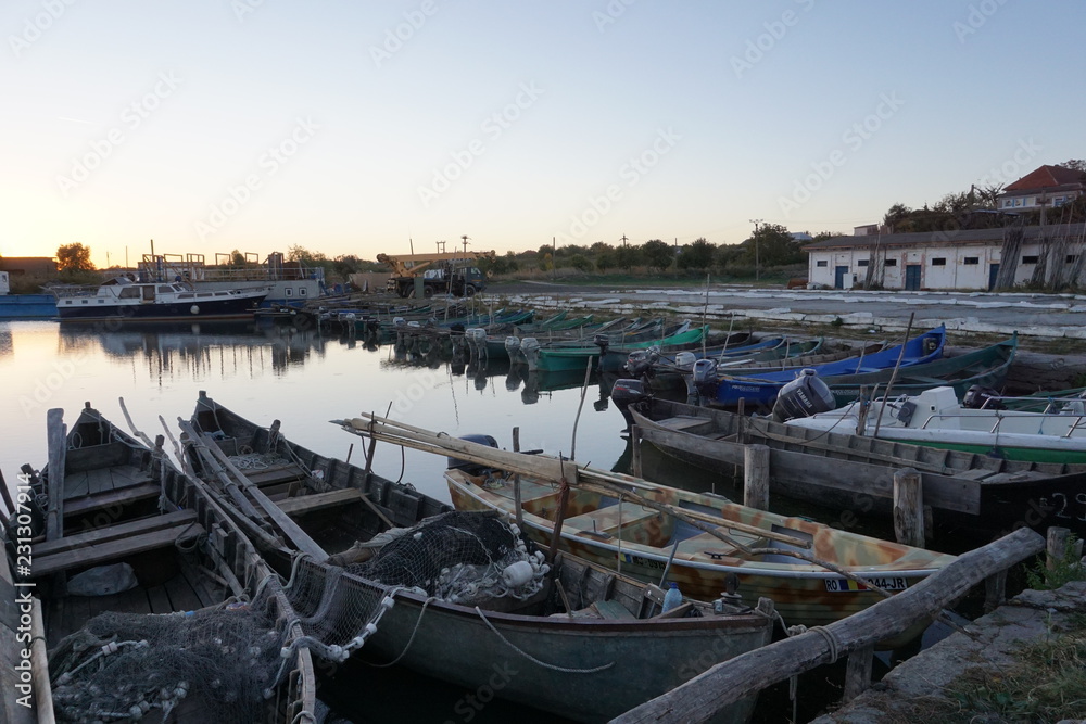 old russian fishing boats in Roumanian village