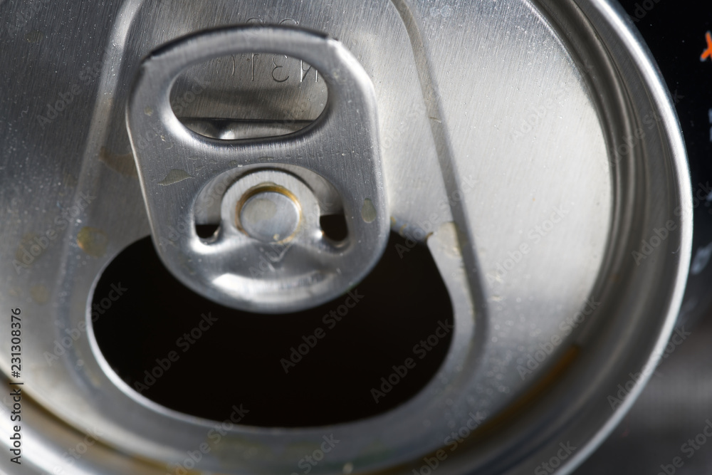 Aluminum can, check for opening, macro photo Aluminum can, check for opening, macro photo