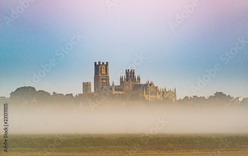 Ely Cathedral in autumnal morning mist