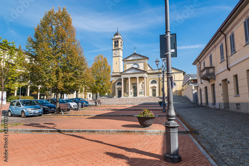 Gerenzano, historical center of the town near the town hall, province of Varese, Lombardy, about 25 kilometres (16 mi) from Milan, Italy. Parish holy apostles Peter and Paul, square Alcide de Gasperi photo