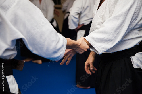 Fotografie Aikidoki are fighting in aikido training
