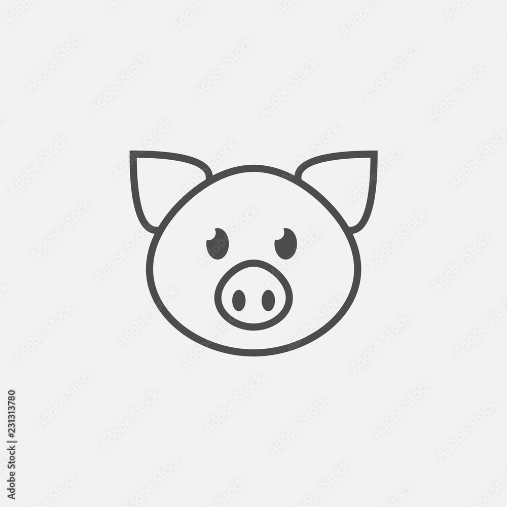 Pig face icon isolated on white background. Vector illustration. Pig face icon isolated on white background. Vector illustration.